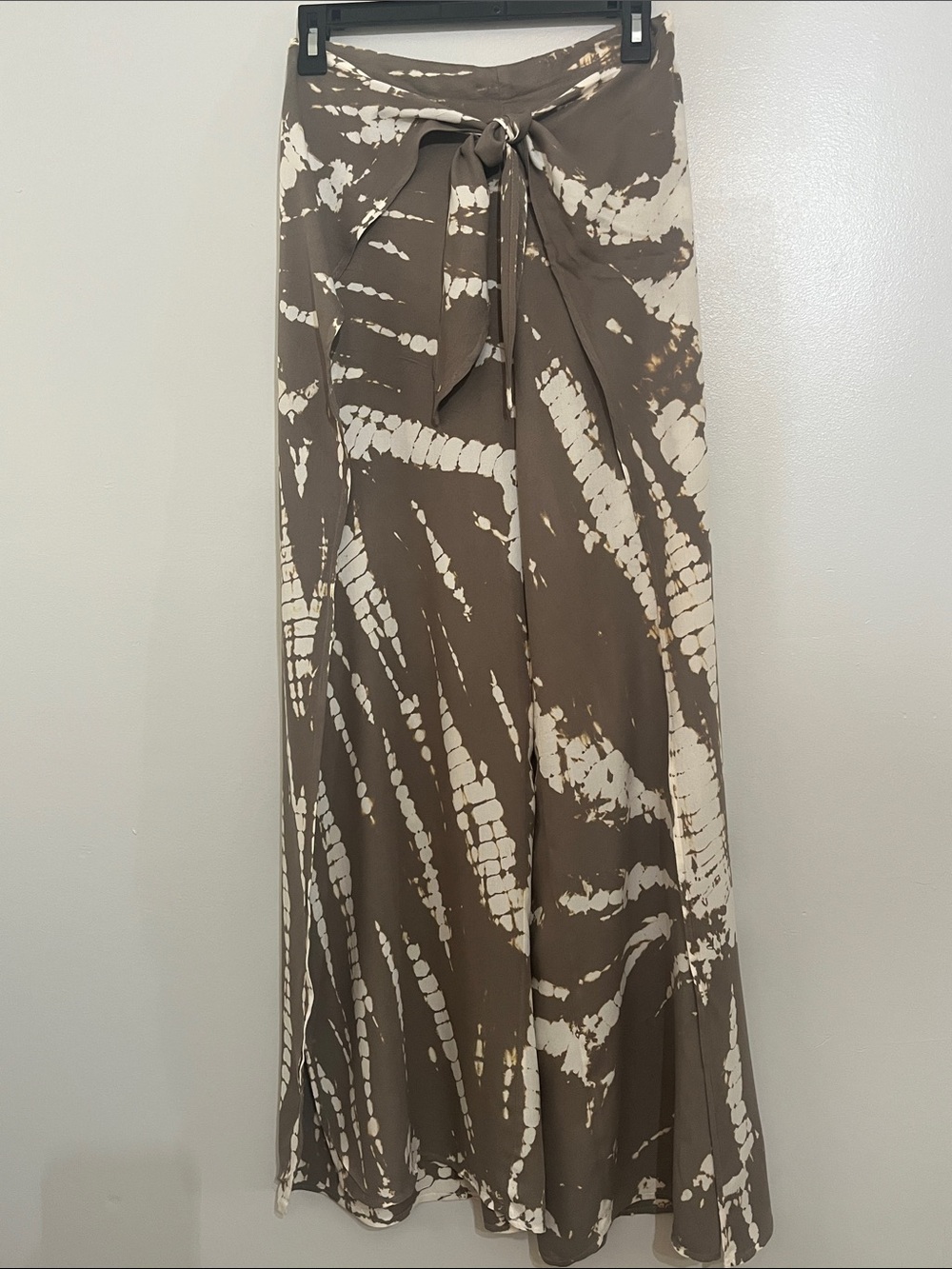 Young Fabulous and Broke Brown & Cream Wrap Tie-Dye Pants with Waist Tie